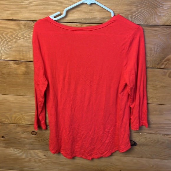 JM collection Women’s long sleeve Tunic Top Md Red Shirt blouse party casual Y2K - Picture 7 of 7